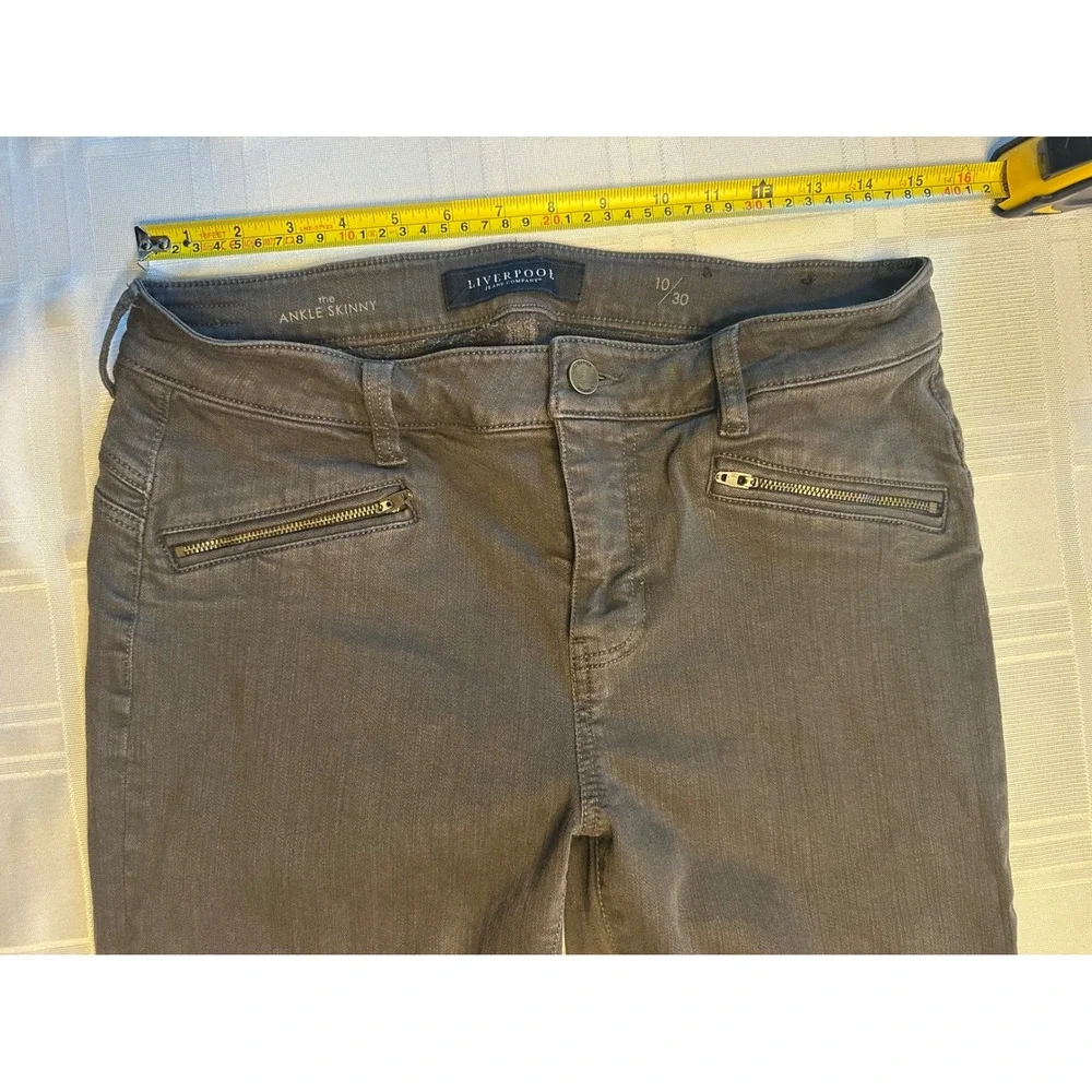 Liverpool Pants Women 10 Olive The Ankle Skinny XM2131QY Zipper Hem Mid Rise